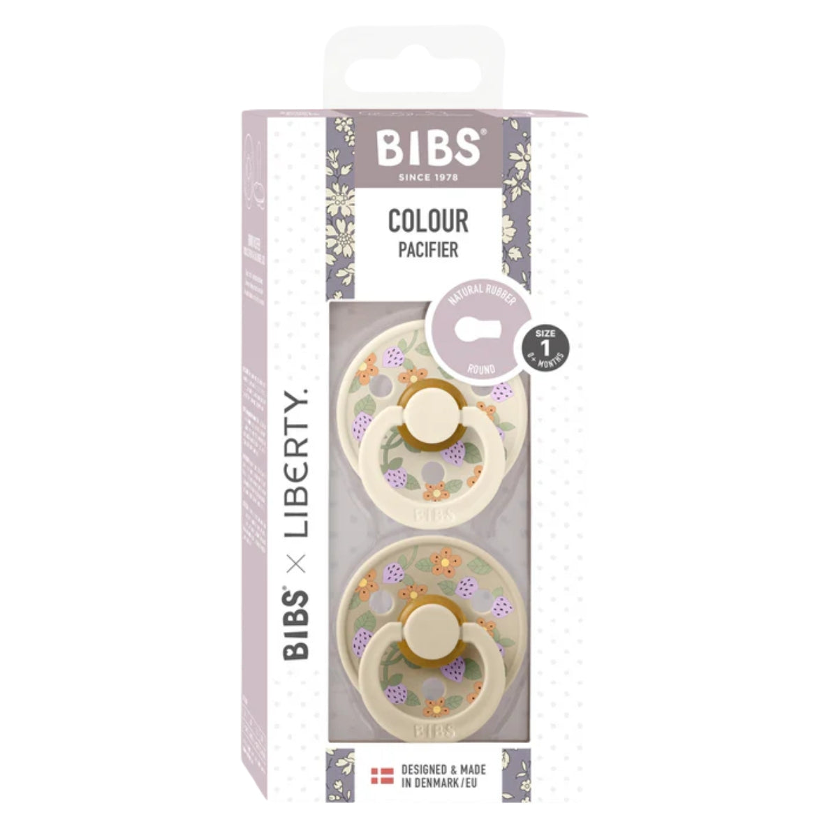 BIBS x LIBERTY Colour 2 Pack Strawberries and Cream - Ivory Mix