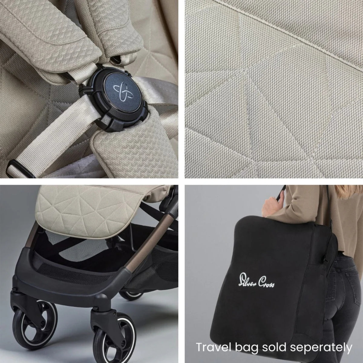 Silver Cross Clic Compact Stroller - Latte