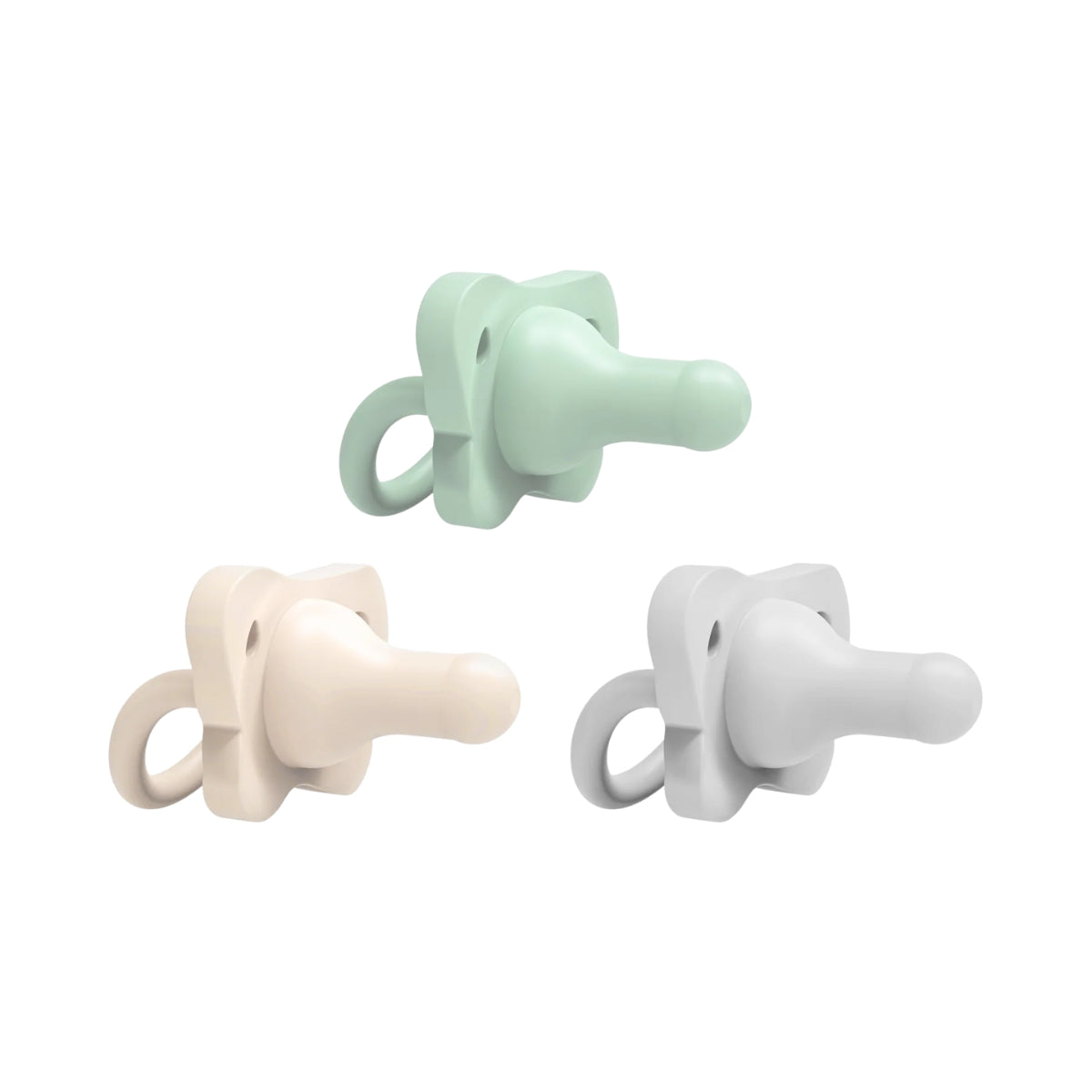 Dr. Brown's HappyPaci One-Piece 100% Silicone Pacifier- 0-6 Months - 3pk Green/Cream/Gray