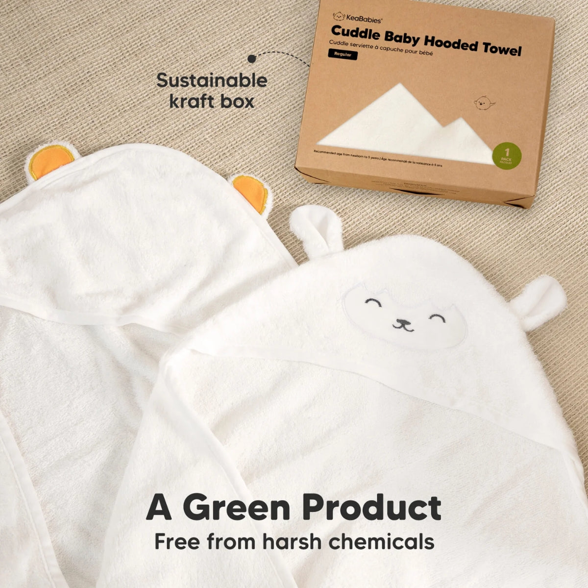 Keababies Cuddle Baby Hooded Towel (Lamb)