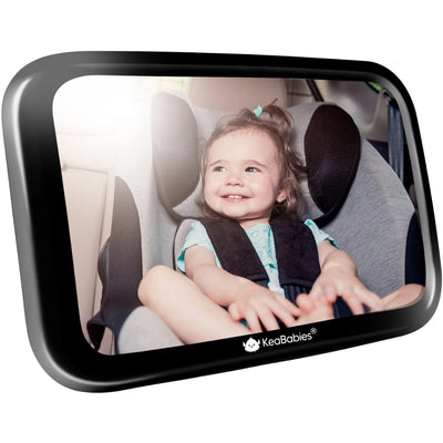 Keababies Baby Car Seat Mirror (Large, Sleek Black)