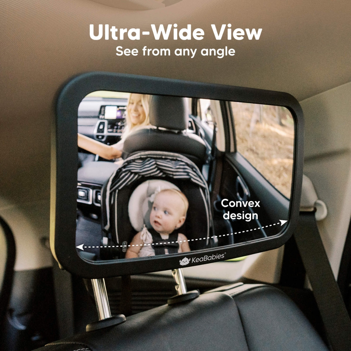 Keababies Baby Car Seat Mirror (Large, Sleek Black)
