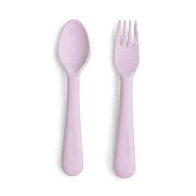 Mushie Fork and Spoon Set Soft Lilac