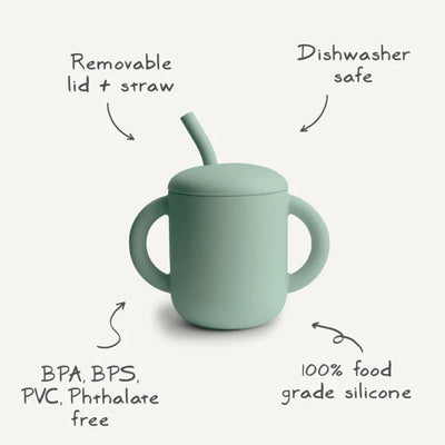 Silicone Training Cup + Straw - Lilac Flowers