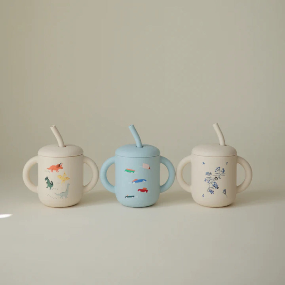 Silicone Training Cup + Straw - Lilac Flowers