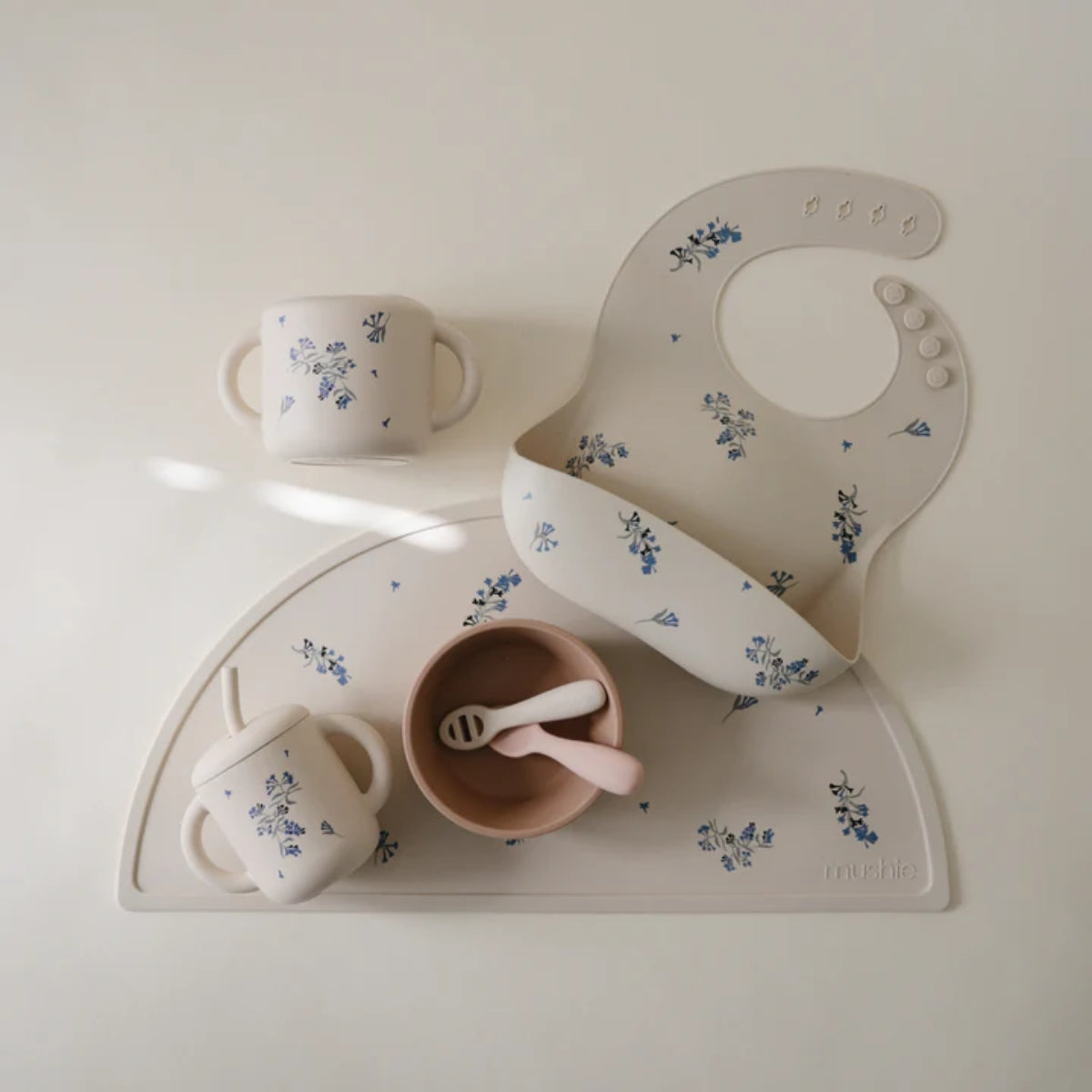 Silicone Training Cup + Straw - Lilac Flowers
