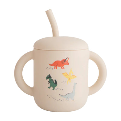 Silicone Training Cup + Straw - Dinosaurs