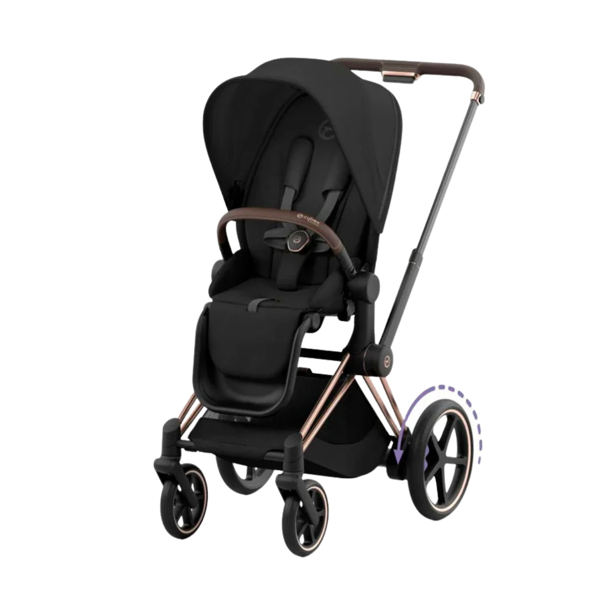 Cybex E-Priam 2 Stroller - Rose Gold/Brown Frame and Sepia Black Seat