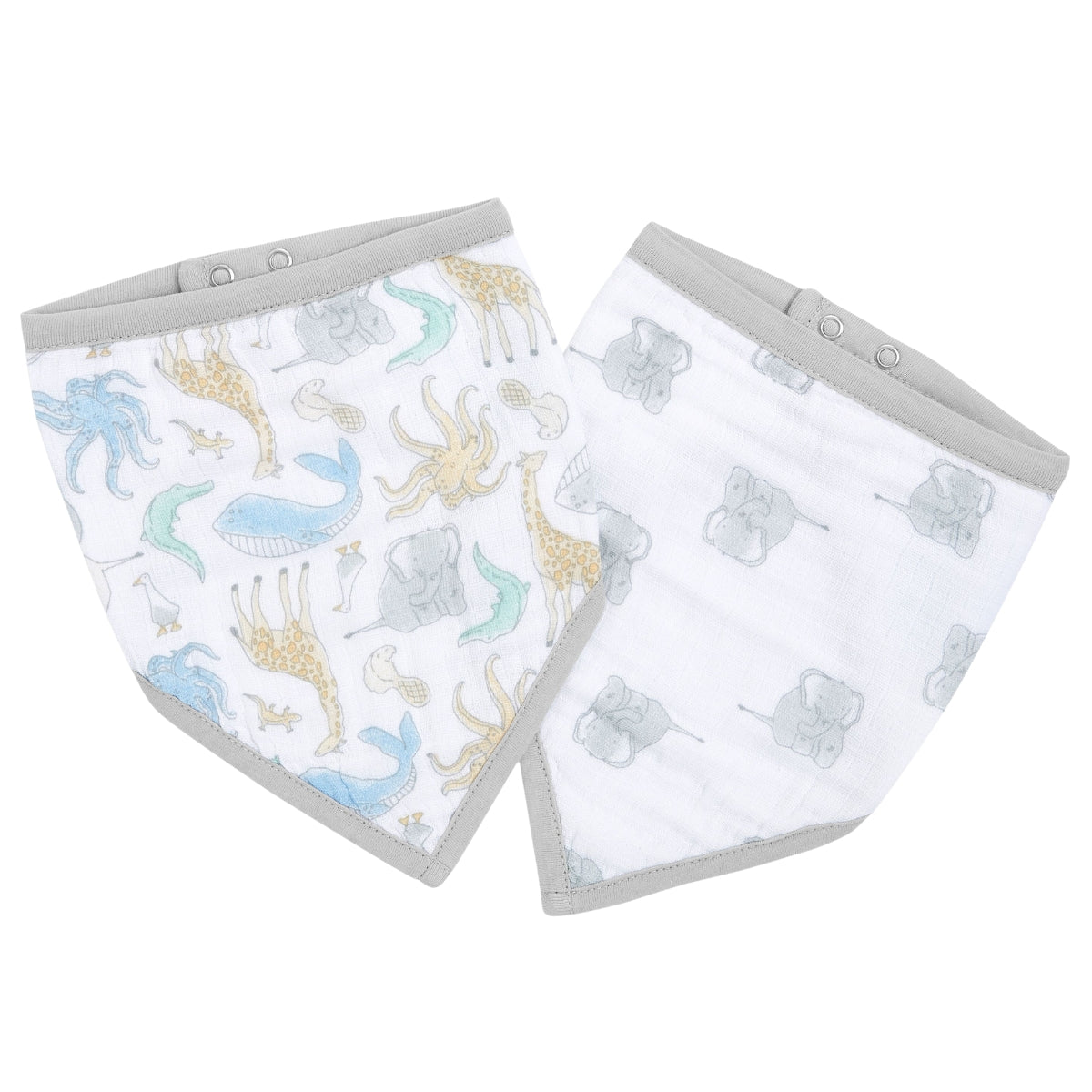 Aden+Anais Essentials Cotton Muslin Bandana Bibs 2 pack Natural History on Luna Baby Store Miami