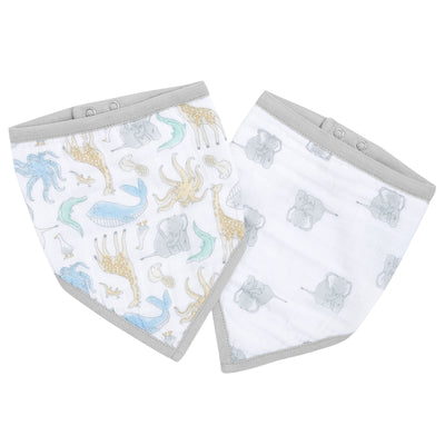 Aden+Anais Essentials Cotton Muslin Bandana Bibs 2 pack Natural History