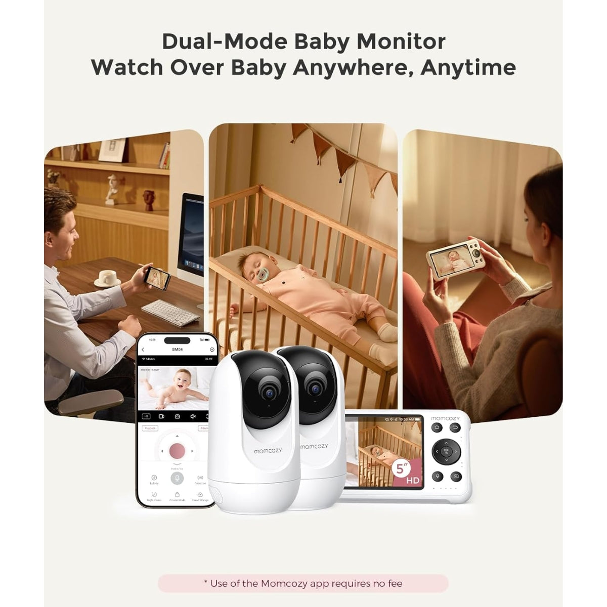 Momcozy 5-Inch Dual-mode Smart Baby Monitor with 2 Camera - BM04