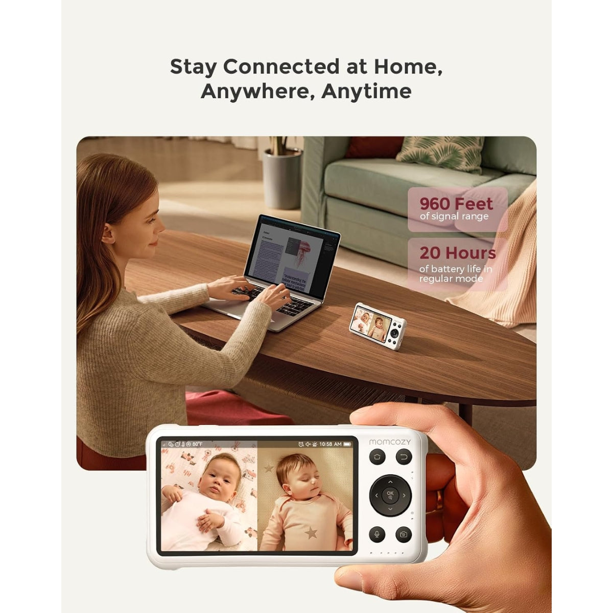 Momcozy 5-Inch Dual-mode Smart Baby Monitor with 2 Camera - BM04