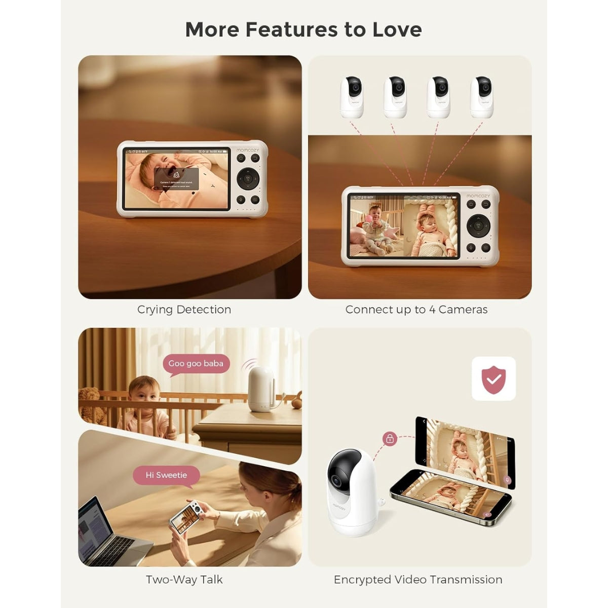 Momcozy 5-Inch Dual-mode Smart Baby Monitor with 2 Camera - BM04