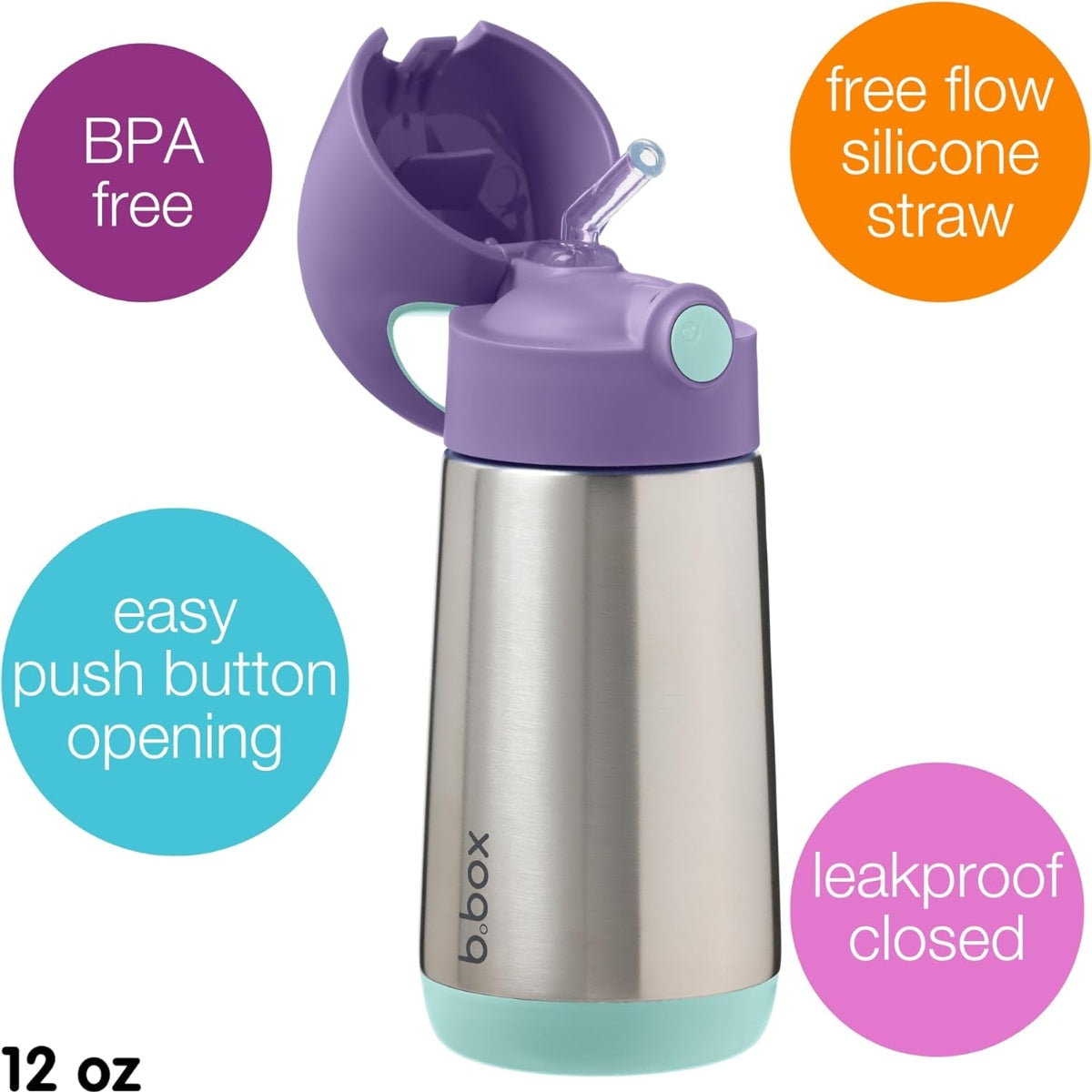 B.Box Insulated Drink Bottle Lilac Pop