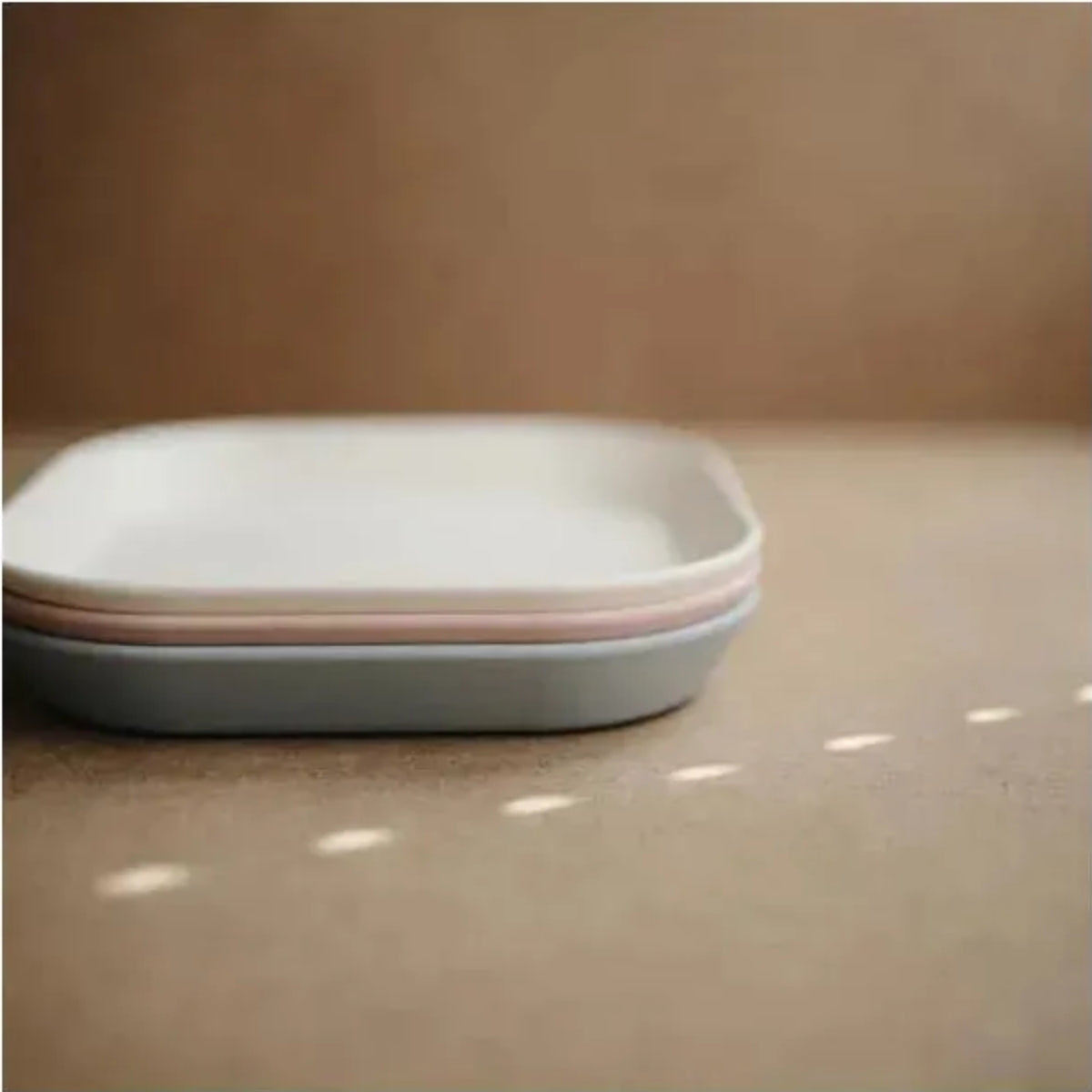 Mushie Square Dinnerware Plates Set of 2 Blush