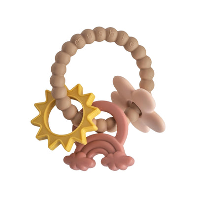 Mushie Silicone Nature Teething Ring Toy