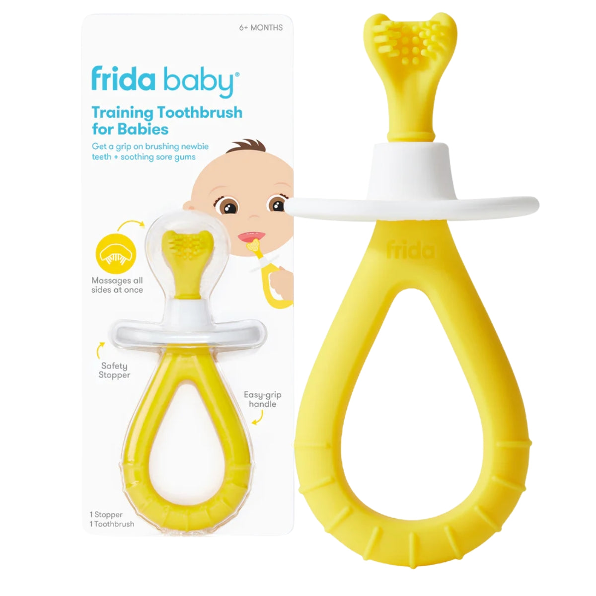 Escova Dental de Treinamento Para Bebês Frida Baby - Baby-Safe Silicone Design