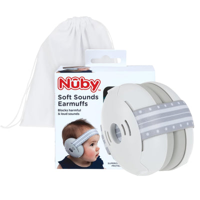 Nuby Soft Sounds Adjustable Earmuffs for Babies, White