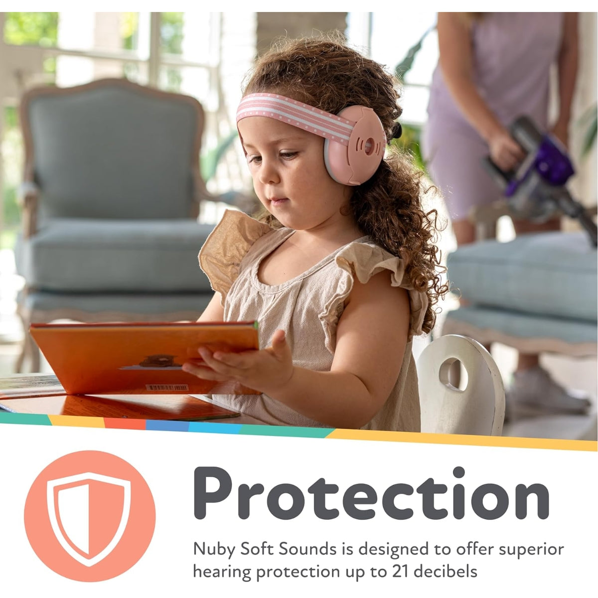 Nuby Soft Sounds Adjustable Earmuffs for Babies, White