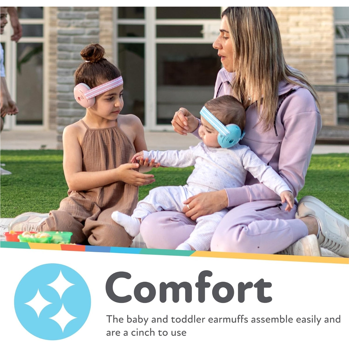 Nuby Soft Sounds Adjustable Earmuffs for Babies, White