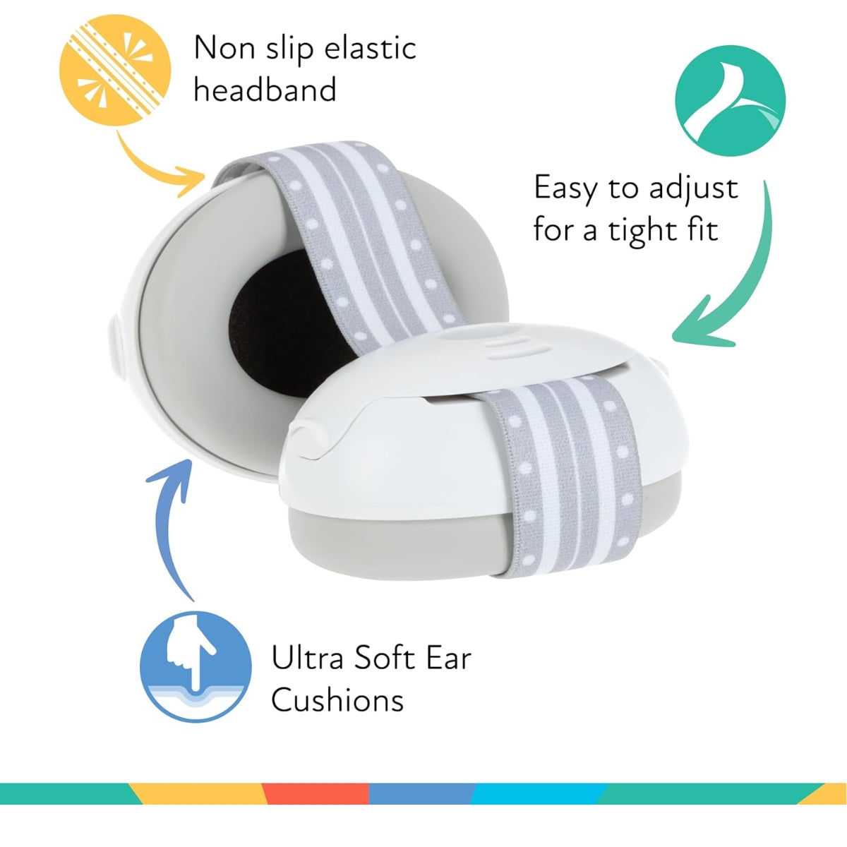 Nuby Soft Sounds Adjustable Earmuffs for Babies, White