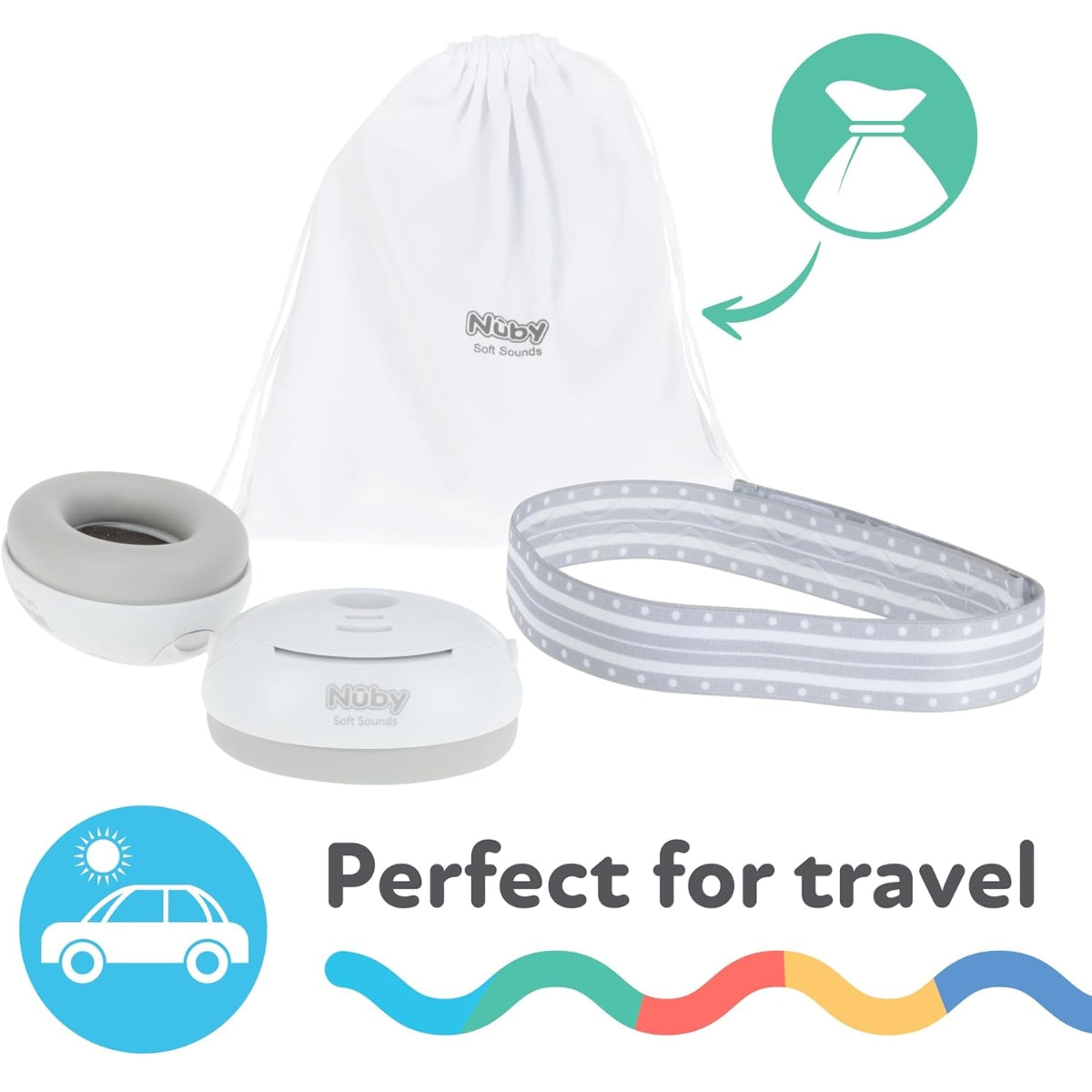 Nuby Soft Sounds Adjustable Earmuffs for Babies, White