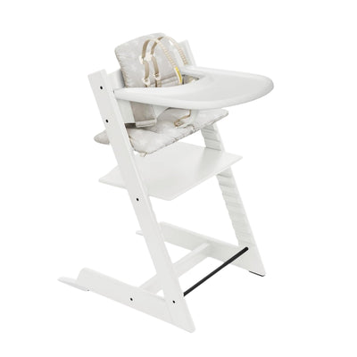 Stokke Tripp Trapp High Chair  - White W Silver Star Cushion & Tray