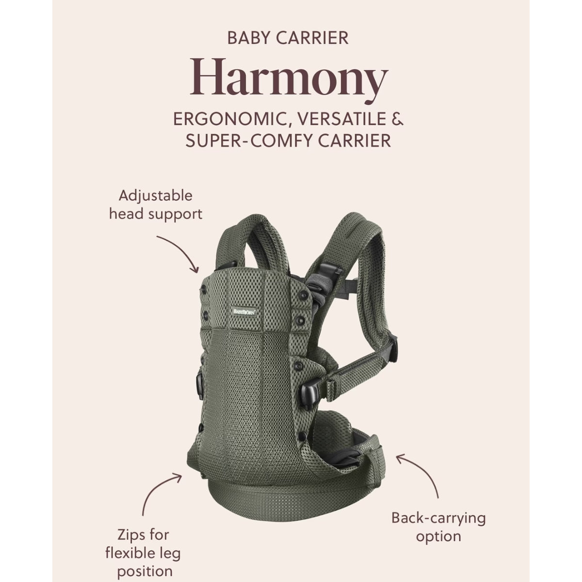 BabyBjörn Baby Carrier Harmony Woven Melange - Light pink