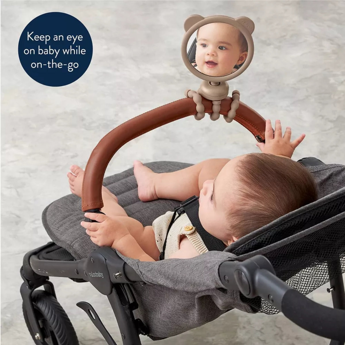 Itzy Ritzy Itzy Peek Stroller Mirror With Easy Attach Design - Tan Bear