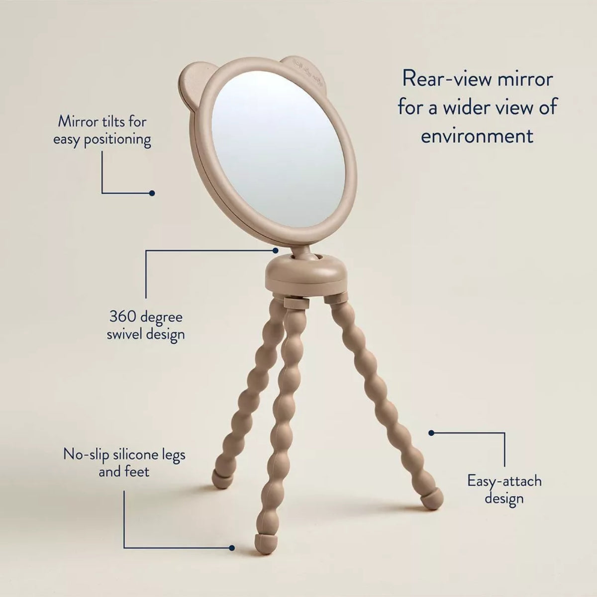 Itzy Ritzy Itzy Peek Stroller Mirror With Easy Attach Design - Tan Bear
