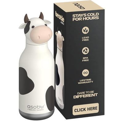Asobu - Stainless Steel Bottle Silicone Head Cow