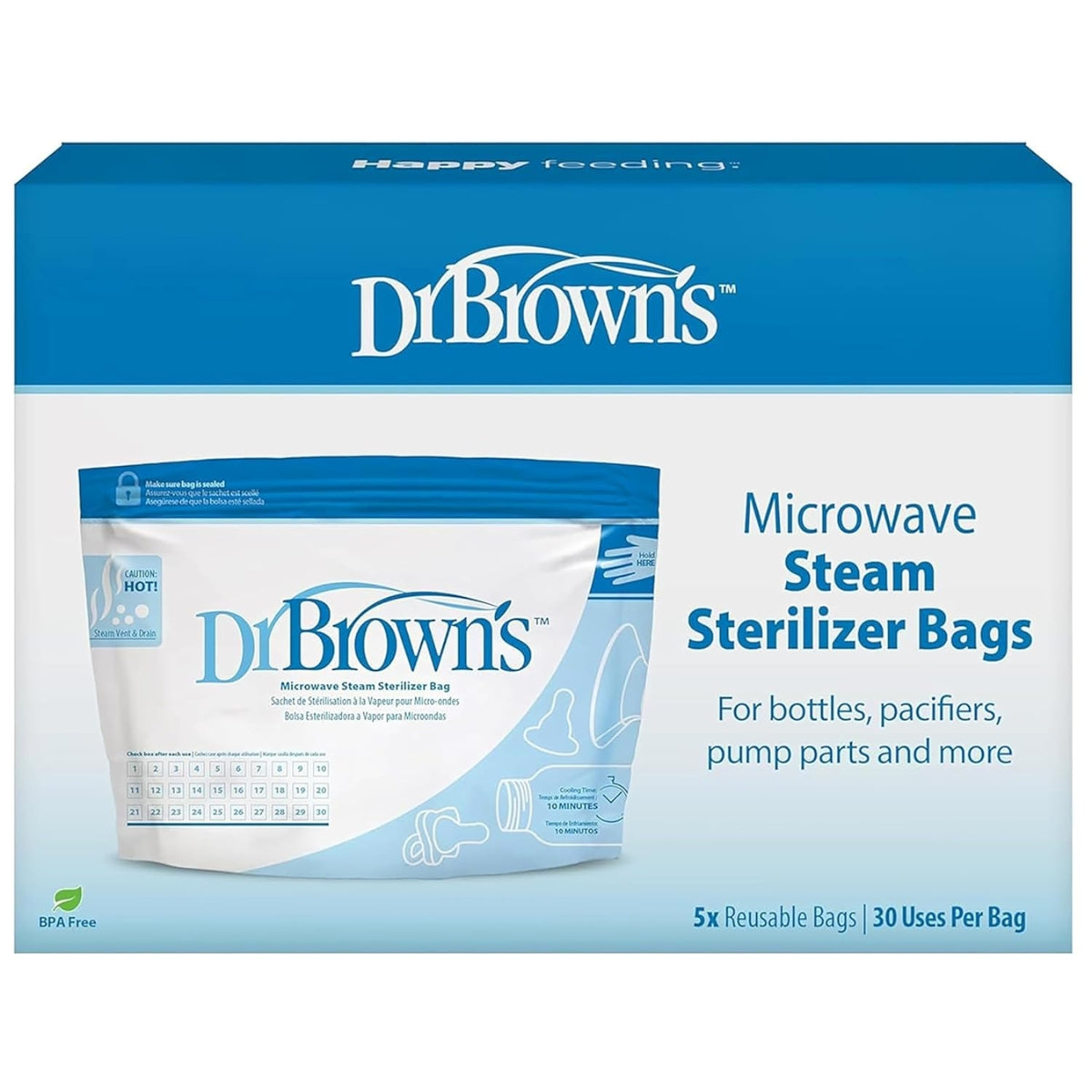 Dr. Brown's Microwave Steam Sterilizer Bags, 5-Pack