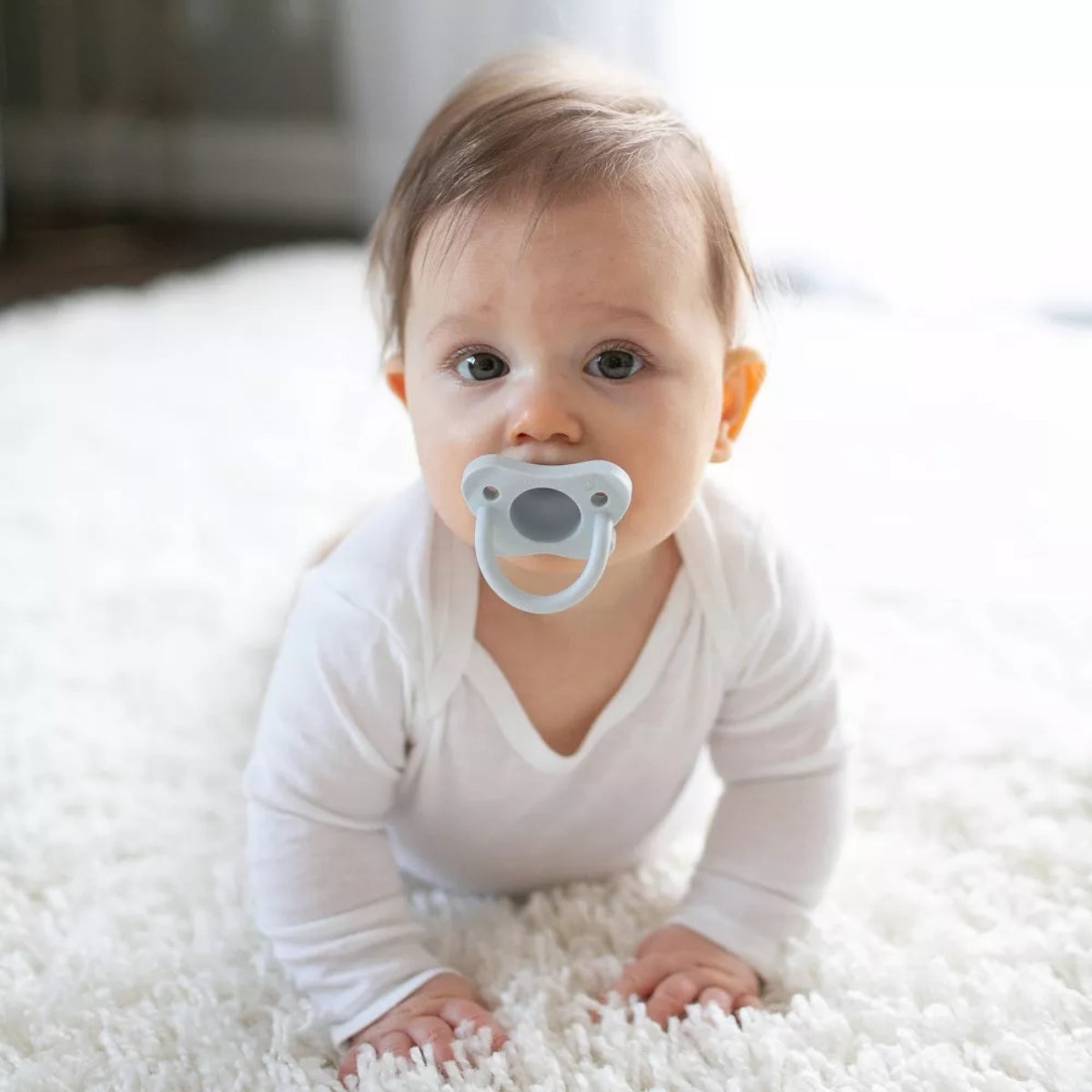 Dr. Brown's HappyPaci One-Piece 100% Silicone Pacifier- 0-6 Months - 3pk Blue/White/Light Blue