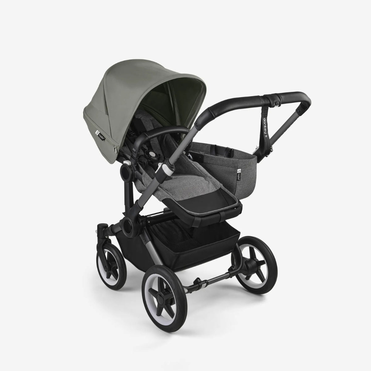 Bugaboo Donkey 5 Mono Bassinet and Seat - Forest Green/Grey Melange/Graphite Chassis