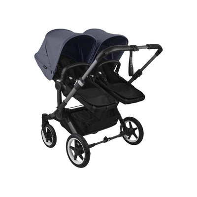 Bugaboo Donkey 5 Twin Bassinet And Stroller -  Stormy Blue Canopy/Midnight Black/Graphite Chassis