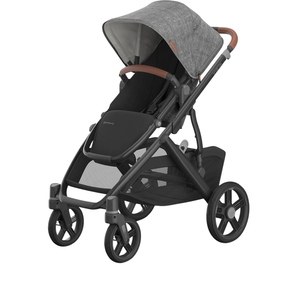 Uppababy Vista V3 Stroller - Greyson Charcoal Mélange/Carbon Frame/Saddle Leather