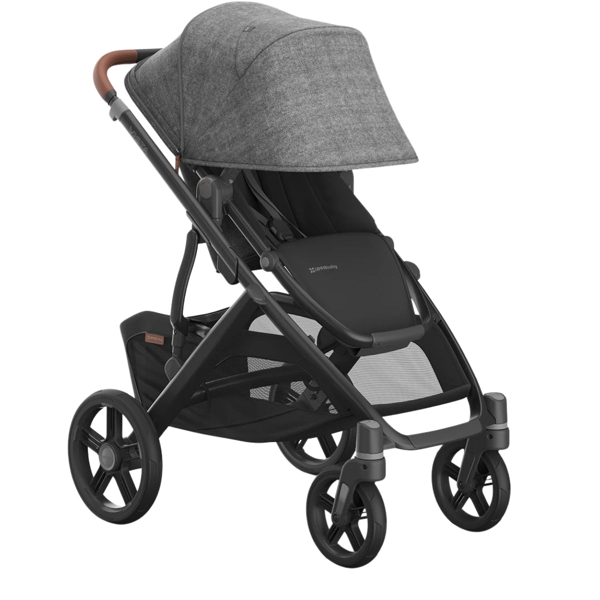 Uppababy Vista V3 Stroller - Greyson Charcoal Mélange/Carbon Frame/Saddle Leather