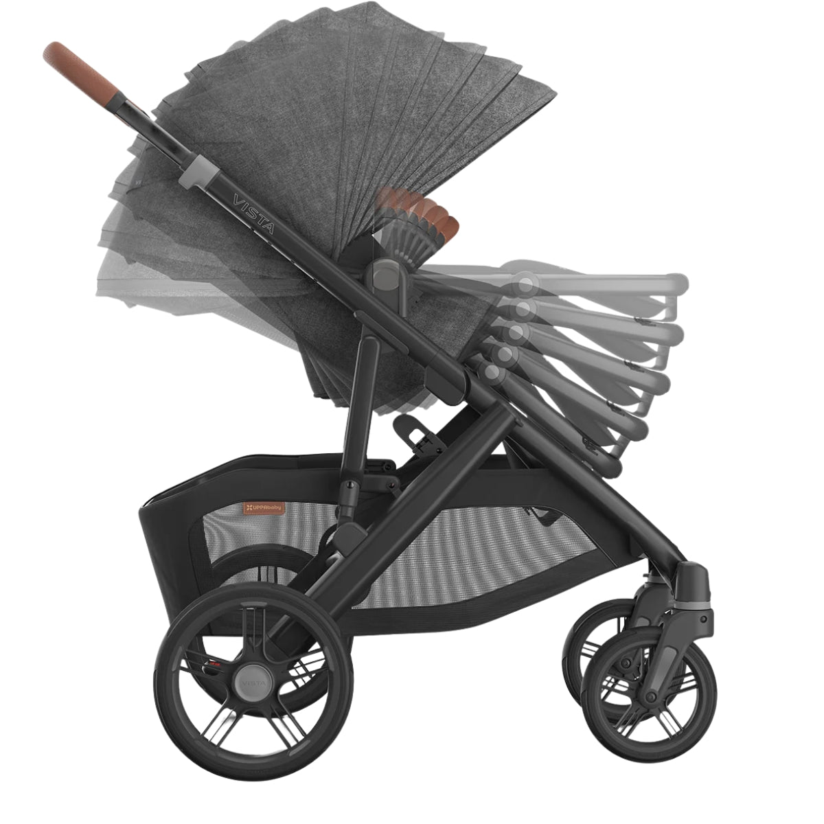 Uppababy Vista V3 Stroller - Greyson Charcoal Mélange/Carbon Frame/Saddle Leather