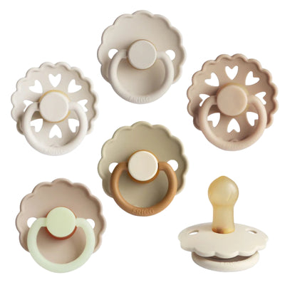 Mushie FRIGG Natural Rubber Cinnamon Charm Pacifier 6-Pack