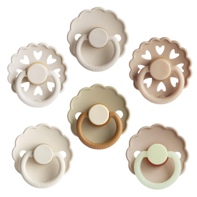 Mushie FRIGG Natural Rubber Cinnamon Charm Pacifier 6-Pack