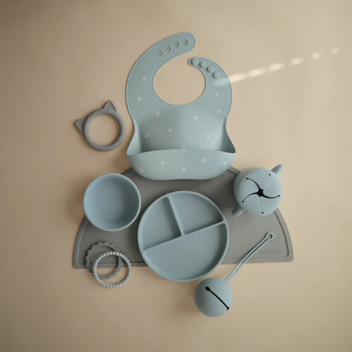 Mushie Silicone Pacifier Holder Case (Powder Blue)