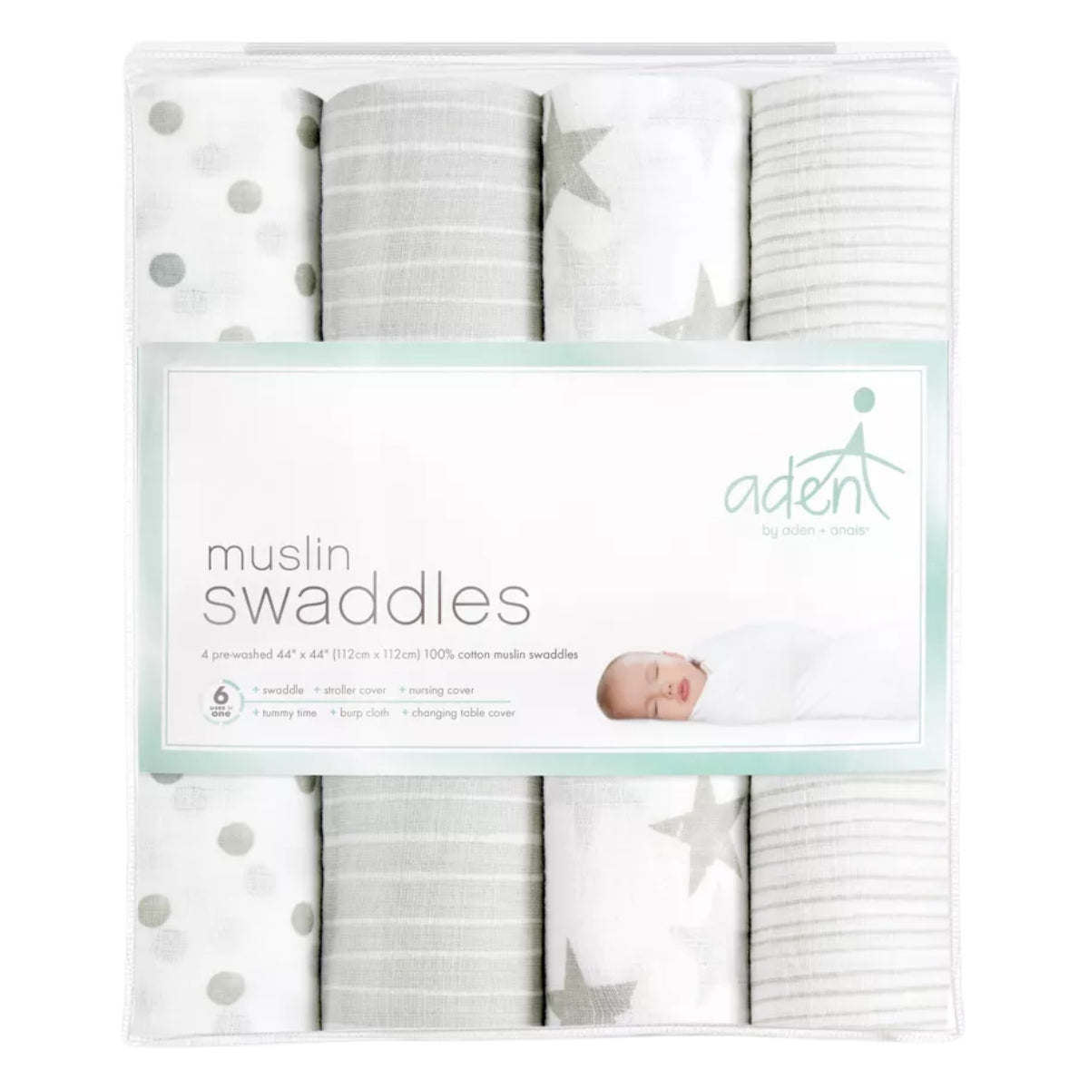 Aden + Anais - 4Pk Muslin Swaddles, Dusty