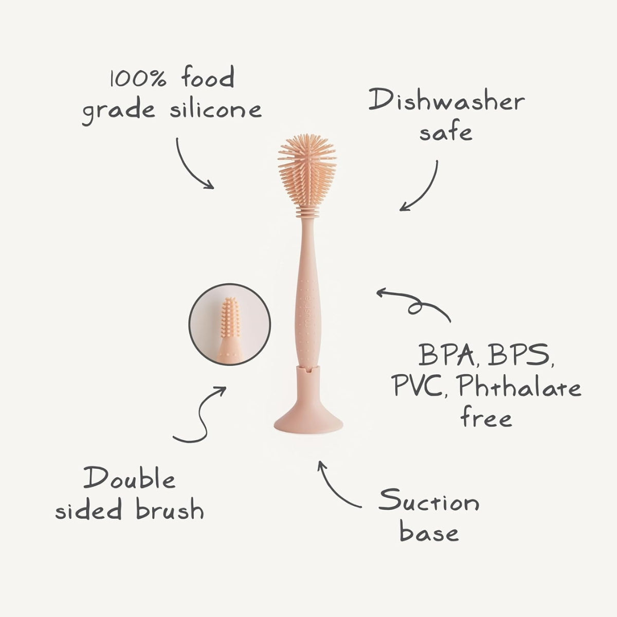 Mushie Silicone Baby Bottle Brush Shifting Sand
