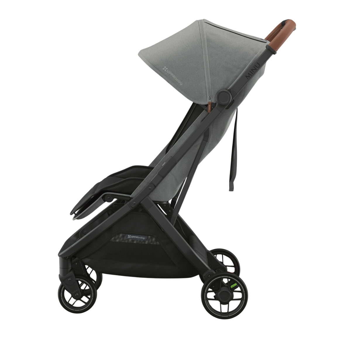 UPPAbaby Minu V3 Compact Stroller - Greyson (Charcoal Melange / Carbon Frame / Saddle Leather)