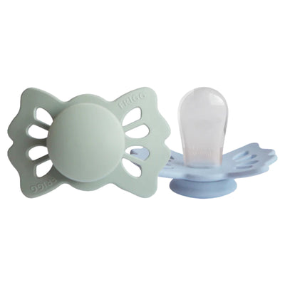 Mushie FRIGG Lucky Symmetrical Silicone Pacifier 2-Pack 0-6M Sage e Powder Blue