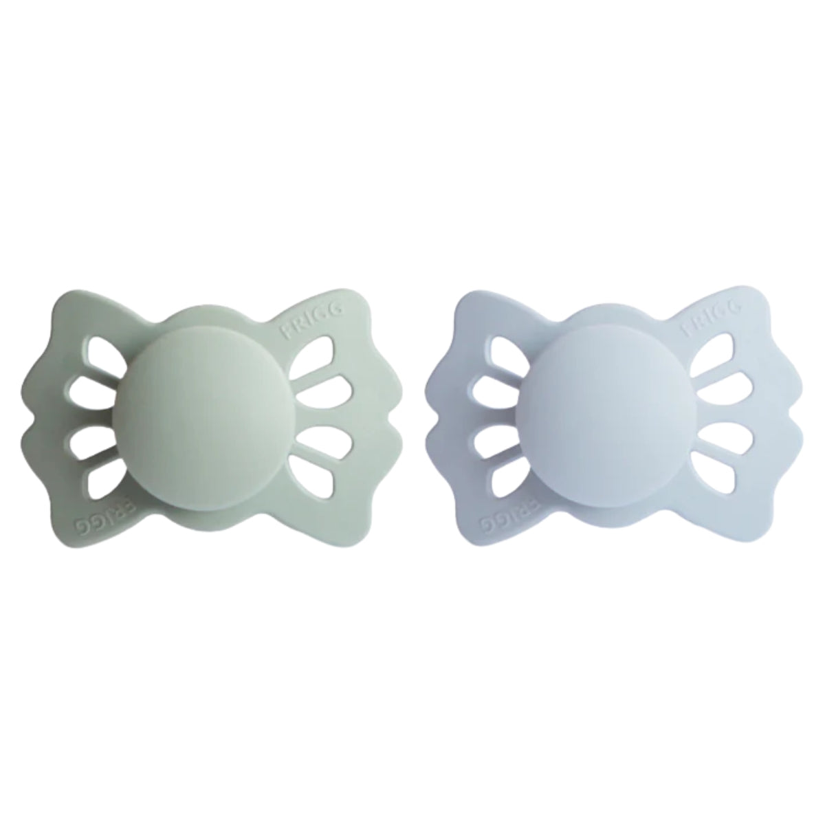Mushie FRIGG Lucky Symmetrical Silicone Pacifier 2-Pack 0-6M Sage e Powder Blue