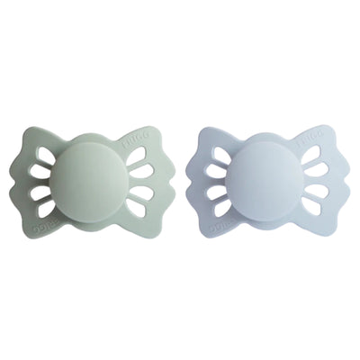 Mushie FRIGG Lucky Symmetrical Silicone Pacifier 2-Pack 0-6M Sage e Powder Blue