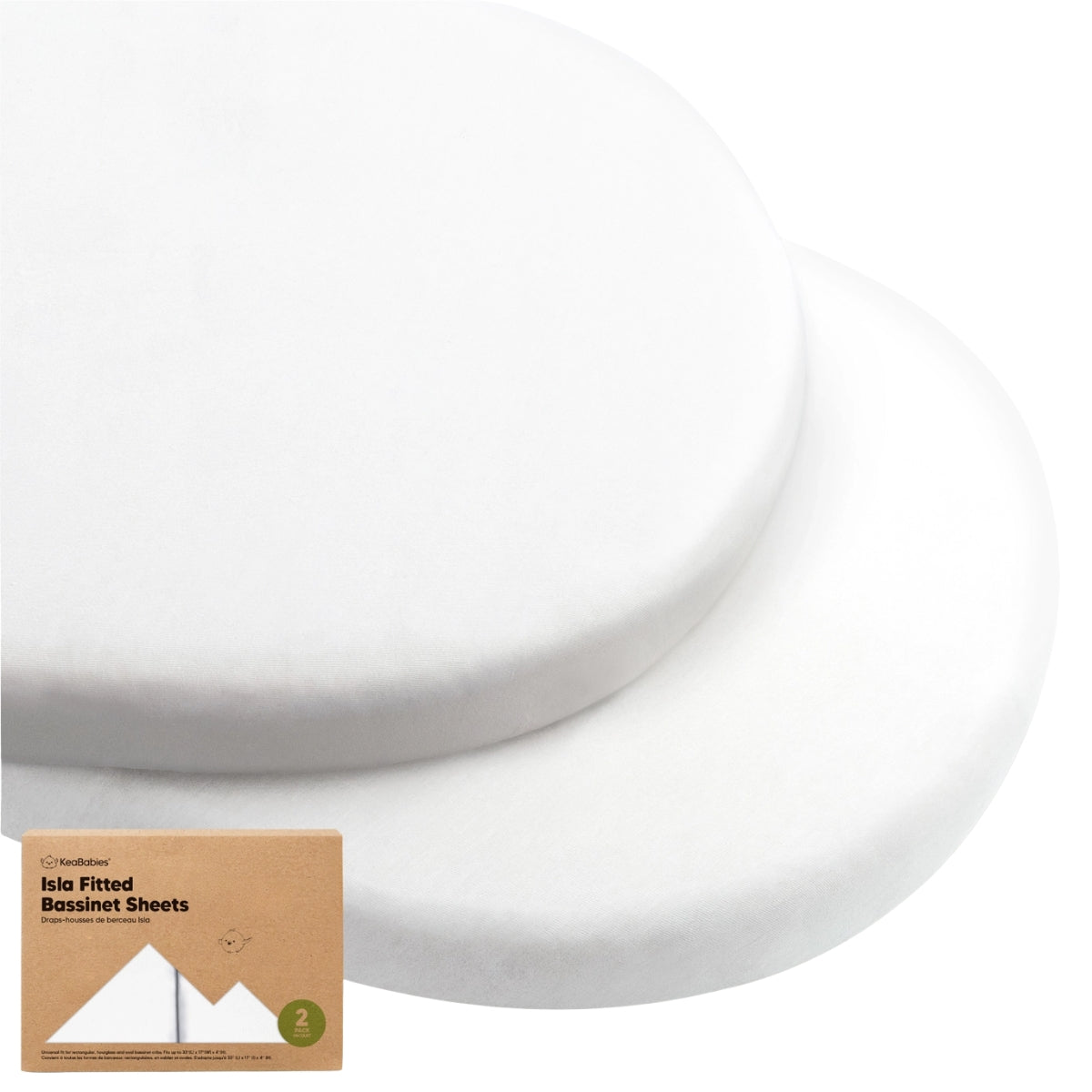 Keababies 2-Pack Isla Fitted Bassinet Sheets - Soft White