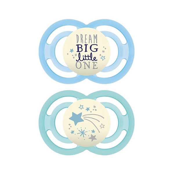 Mam Perfect Night Pacifier 2-pack, 6 Months Boy Stars