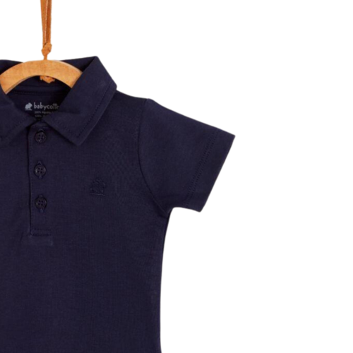 Babycottons Pima Short Sleeve Polo Bodysuit Navy